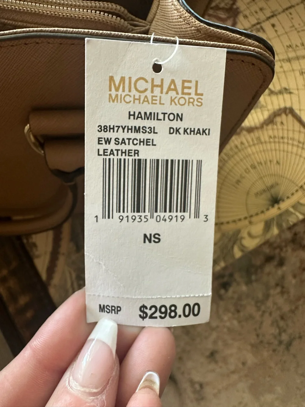 Michael Kors  Leather Satchel with Gold Hardware- DK khaki